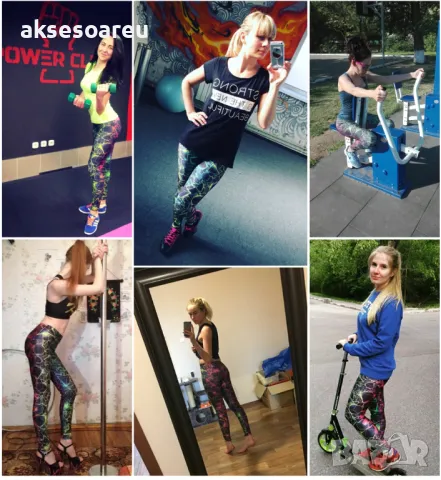 Дамски нов висококачествен шарен цветен печатан клин Нова мода за жени и момичета 3D Печатни цветни , снимка 17 - Клинове - 50418891