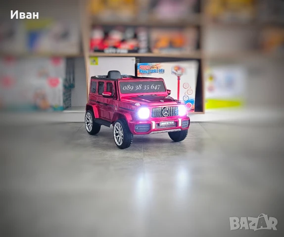 ПОСЛЕДНИ 2 БР!ТОП ЦЕНА!НОВО!Акумулаторен джип Mercedes G63 AMG с 12V батерия,EVA гуми,металик, снимка 2 - Електрически играчки - 51187648