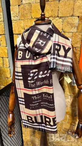 двулицев кащмирен шал gucci Burberry Louis Vuitton , снимка 2 - Шалове - 52149913