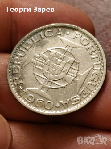 Португалска колониална империя, колония Мозамбик,20 ескудо 1960 год, сребро 10.00 гр, проба 720,, снимка 6 - Нумизматика и бонистика - 52795041
