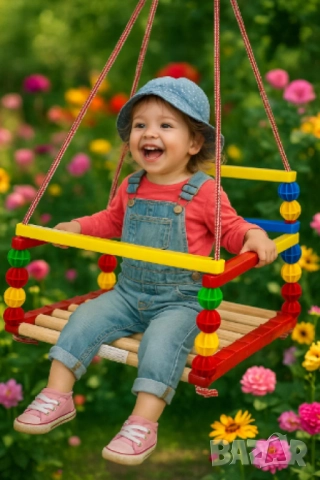 Дървена люлка – Класически модел с модерен цветен дизайн, снимка 8 - Други - 52093488