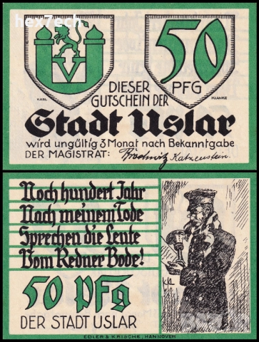 ❤️ Германия Uslar 1914-1924 50 пфенинга UNC нова ❤️