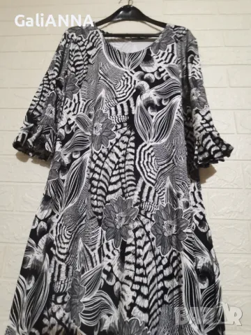 ДЪЛГА СТРАХОТНА ЧЕРНО БЯЛА РОКЛЯ 2XL-3XL, снимка 6 - Рокли - 50132964