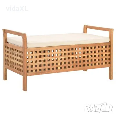 vidaXL Пейка за съхранение, 93x49x49 см, орех масив(SKU:247608, снимка 1 - Градински мебели, декорация  - 47607280