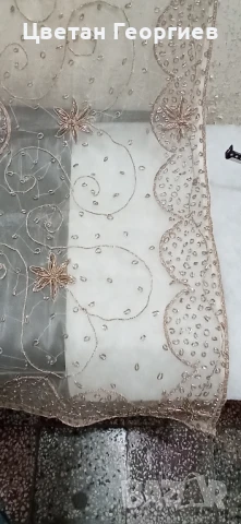 копринена покривка с посребрена ламе, снимка 2 - Антикварни и старинни предмети - 50998951