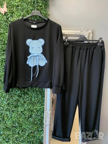 дамски екип с мече и деним акцент , снимка 2 - Спортни екипи - 50872111