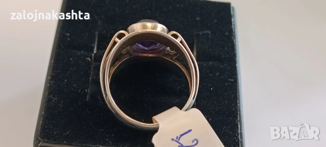 Съветски-Сребърен пръстен с Аметист-4,96гр/875, снимка 6 - Пръстени - 54123071