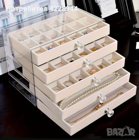 Кутия органайзер за бижута 5 чекмеджета подарък за Коледа, рожден ден, снимка 2 - Други - 52770685