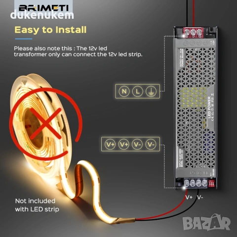LED захранване 12V 300W 25A – ултра тънко, димируемо, снимка 2 - Лед осветление - 53291496
