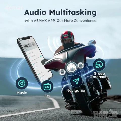 ASMAX S1 Bluetooth слушалка за мотоциклет, система за комуникация, снимка 5 - Аксесоари и консумативи - 47508948