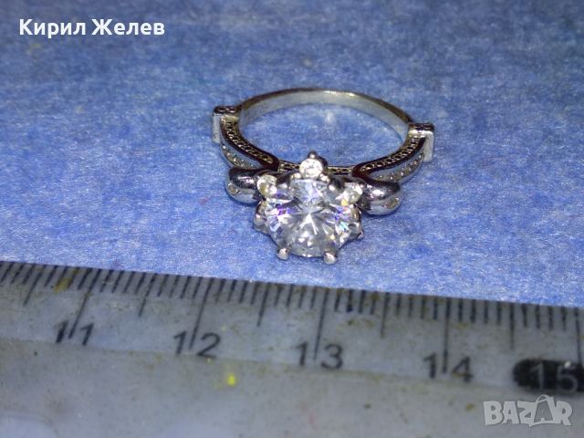 CHAUMET AU750+ СКЪПОЦЕНЕН СРЕБЪРЕН ПРЪСТЕН с ДЕБЕЛА 18 КАРАТА БЯЛА ПОЗЛАТА иСИНТЕТИЧЕН БРИЛЯНТ 45538, снимка 12 - Пръстени - 45940303