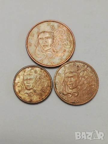 1,2 и 5 евроцента Франция от 1999 г.
