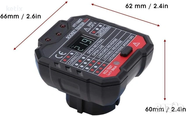 Тестер за електрически контакти HT106D, снимка 4 - Други инструменти - 53513868