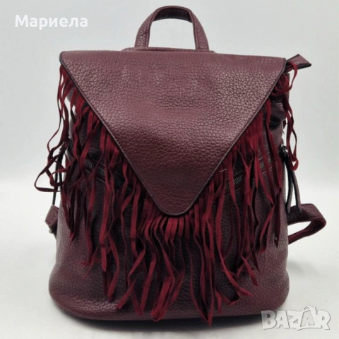 Дамска раница от еко к. с ресни – бохо стил, удобство и обем (36×30×16 см), снимка 2 - Раници - 53342587