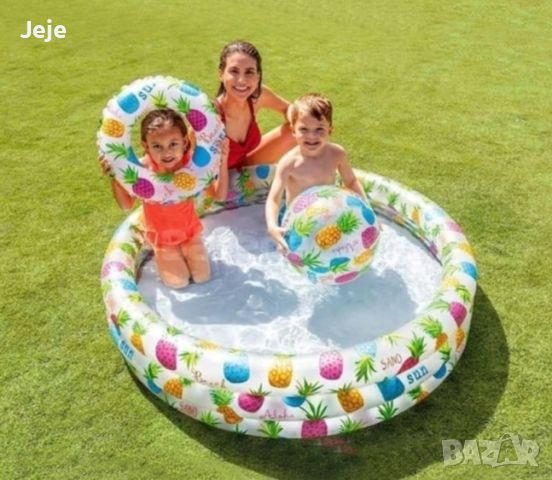 Надуваем комплект с детски басейн Intex! Включващ топка и пояс, снимка 3 - Надуваеми легла - 45255829