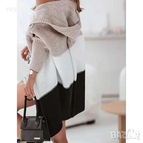 Жилетка райе с качулка свободен модел с паднало рамо, снимка 4 - Жилетки - 52162902