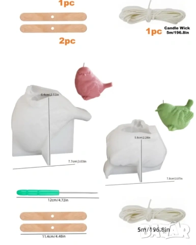 Молдове комплект птици два вида + аксесоари за свещи , снимка 3 - Форми - 53039684