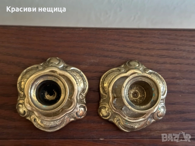 Чифт месингови свещници, снимка 4 - Други ценни предмети - 53062427