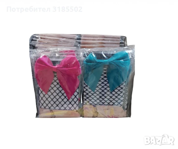 Къси чорапи от черна мрежа, с панделка, снимка 6 - Дамски чорапи - 51221035