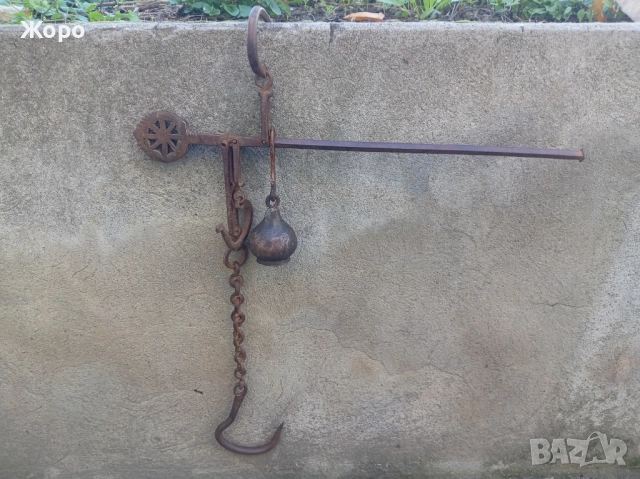 Османски кантар с топуз в Оки кована брадва и кука, снимка 4 - Антикварни и старинни предмети - 52263612