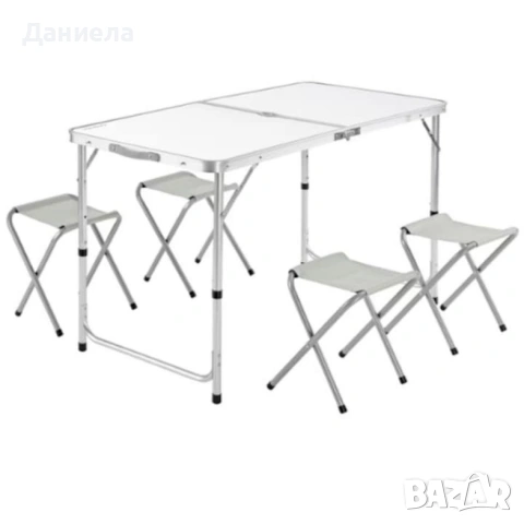 Комплект сгъваема алуминиева маса с 4 стола, снимка 6 - Къмпинг мебели - 53078558