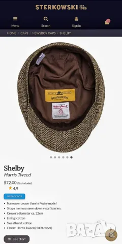 STERKOWSKI Shelby 1926 Harris Tweed Island Wool / елегантна шапка ръчна изработка от вълна, снимка 8 - Шапки - 48171583