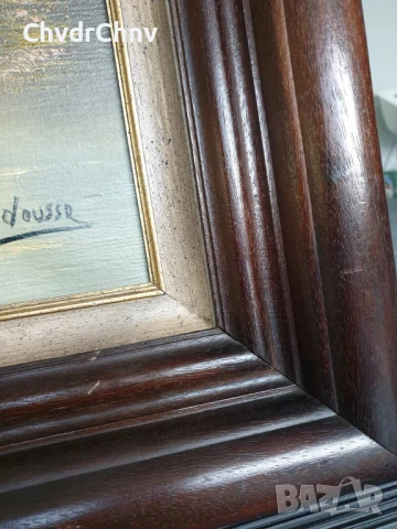 127х97см Quidousse/картина масло върху платно/пейзаж/къща-път-гора-езеро/масивна дървена рамка, снимка 9 - Картини - 50703341