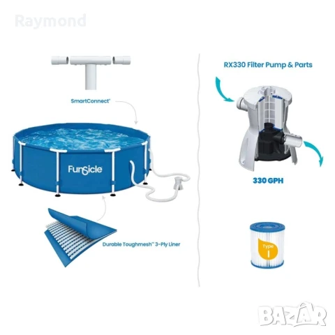 Сглобяем басейн Ø366 x 76 см – комплект с филтър и помпа, снимка 4 - Басейни и аксесоари - 50961218