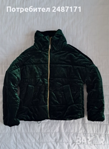 Зелено топло кадифено дамско яке