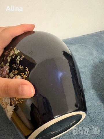 Елегантен винтидж комплект трио в японски стил – ваза, купа и пепелник, снимка 4 - Антикварни и старинни предмети - 54084697