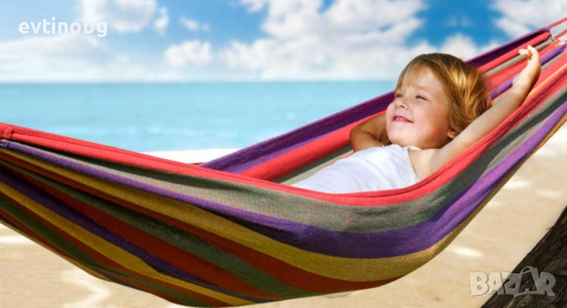 Голям цветен хамак с красиви и цветни шарки/ Размер: 190 х 80 см; / Цвят: Червен, снимка 6 - Градински мебели, декорация  - 53864669