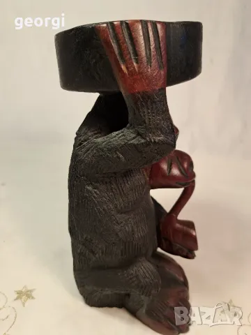 африканска статуетка пепелник дърворезба   7/2, снимка 6 - Други стоки за дома - 49775390