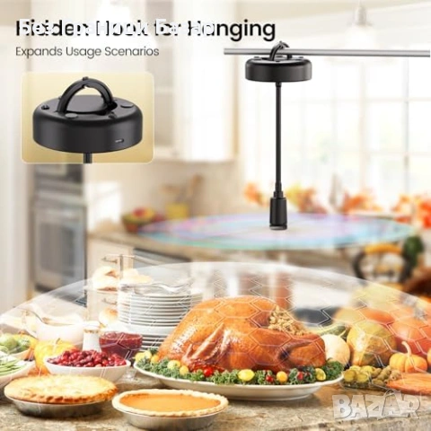 Нови Вентилатори против мухи за маса храна 4 броя 2000mAh до 20 часа работа, снимка 5 - Други стоки за дома - 54197679