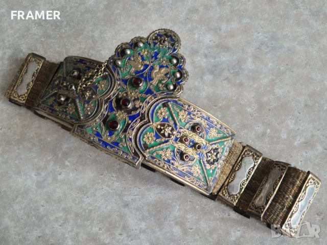 220 годишен възрожденски сребърен колан Беломорска Тракия Дедеагач пафти пафта, снимка 6 - Антикварни и старинни предмети - 51863953