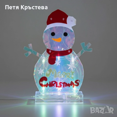 LED светещ снежен човек Merry Christmas, снимка 6 - Декорация за дома - 52289054