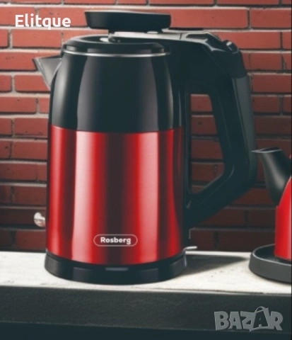 Електрическа кана Rosberg, 1500W, 1.8л., Корпус неръжд. стомана, Червен и черен, 2 ГОДИНИ ГАРАНЦИЯ