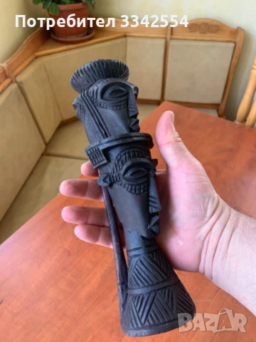 СВЕЩНИК ДЪРВОРЕЗБА ФИГУРА ТРИ ГЛАВИ УНИКАТ, снимка 4 - Статуетки - 50629429