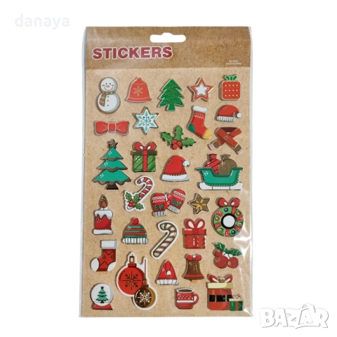 6217 Комплект коледни стикери за подаръци и декориране
