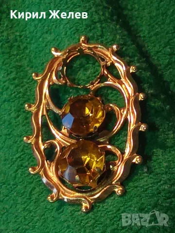 ИЗЯЩНА СТАРИННА ПОЗЛАТЕНА АР НУВО БРОШКА с ЮВЕЛИРНО ФАСЕТИРАН ЦИТРИН 29249, снимка 14 - Антикварни и старинни предмети - 48734068