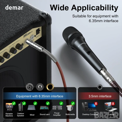 Динамичен караоке микрофон Aokeo, A450 с дунапренен калъф и 5 м XLR кабел, снимка 7 - Микрофони - 53795110