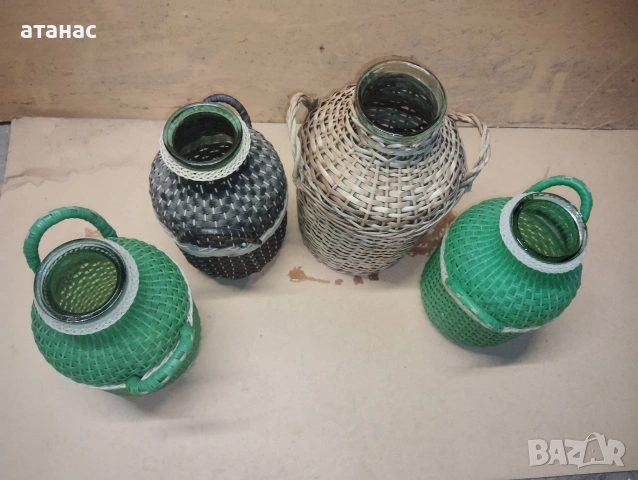 Стари стъклени, оплетени буркани, дамаджани., снимка 4 - Други стоки за дома - 54270183