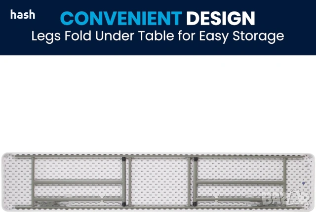 Сгъваема маса за кетъринг / Конферентна маса правоъгълна 240x45xh74cm - цял плот, снимка 4 - Работни маси и бюра - 53738961