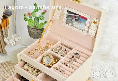 Кутия за бижута, органайзер с огледало и чекмеджета, снимка 10 - Органайзери - 52549986