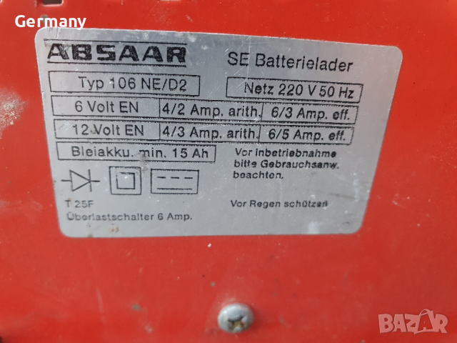 зарядно за акумулатор 6v  12v absaar einhell, снимка 5 - Аксесоари и консумативи - 45012338