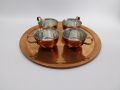Меден поднос с четири медни калайдисани чашки, снимка 1 - Антикварни и старинни предмети - 45579743