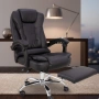 Ергономичен офис стол, функция люлка, поставка за крака, черен, снимка 6