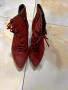 Подарявам - Дамски велурени червени боти номер 35 стелка 22см. ток 9см., снимка 1