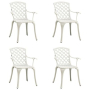 vidaXL Градински столове, 4 бр, лят алуминий, бели（SKU:315575