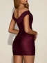 Къса сатенена рокля цвят бордо , снимка 2