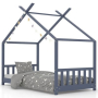 vidaXL Рамка за детско легло, сива, бор масив, 70x140 см(SKU:283370